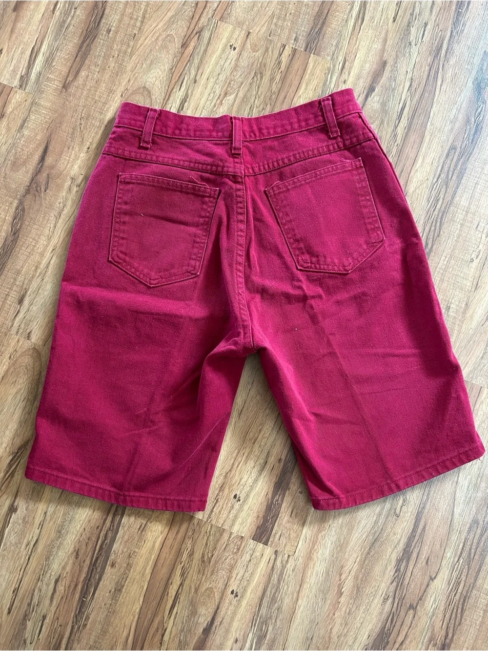 Vintage USA Burgundy Long Baggy Oversized Denim Shorts Women’s Size 31